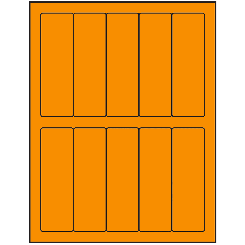 1.5" x 4.75" Fluorescent Orange Rectangular Sheet Labels
