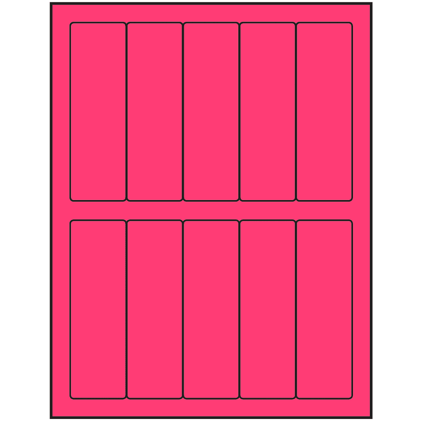 1.5" x 4.75" Fluorescent Pink Rectangular Sheet Labels