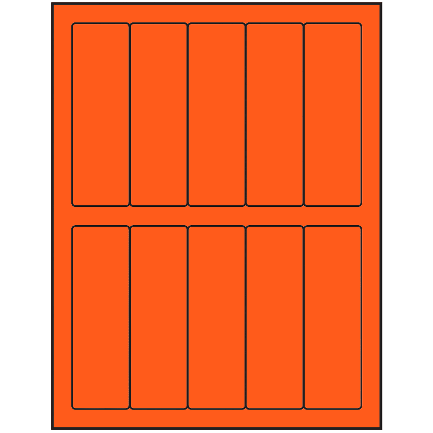 1.5" x 4.75" Fluorescent Red Rectangular Sheet Labels