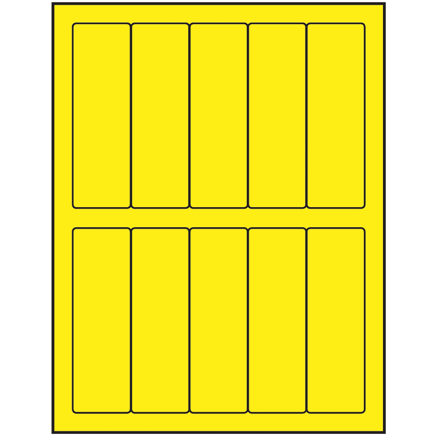 1.5" x 4.75" Fluorescent Yellow Rectangular Sheet Labels