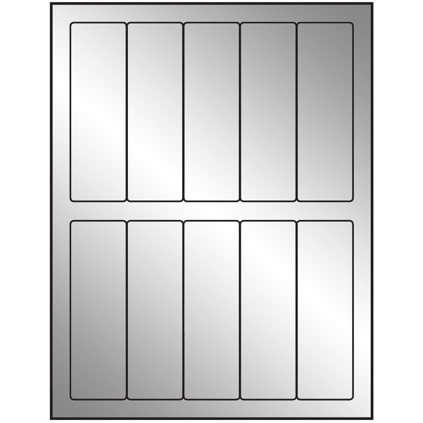 1.5" x 4.75" Silver Foil Rectangular Sheet Labels