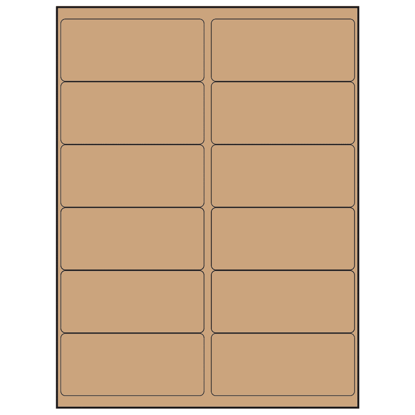 4" x 1.75" Brown Kraft Rectangular Sheet Labels