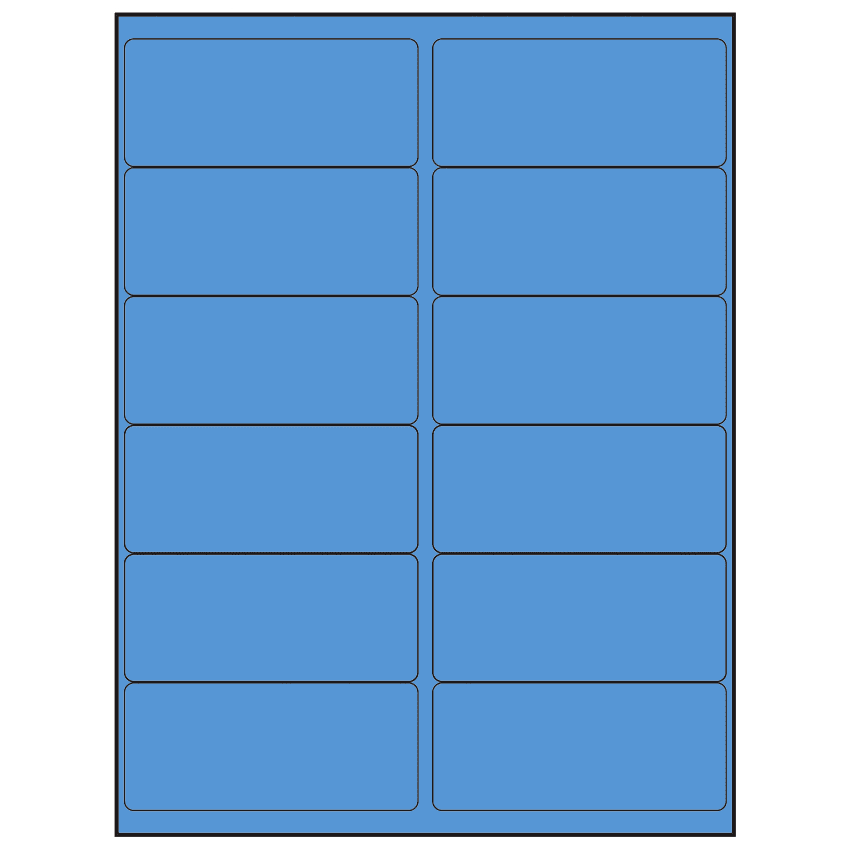 4" x 1.75" Fluorescent Blue Rectangular Sheet Labels