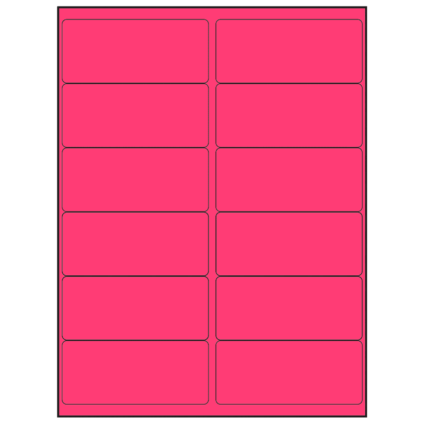 4" x 1.75" Fluorescent Pink Rectangular Sheet Labels