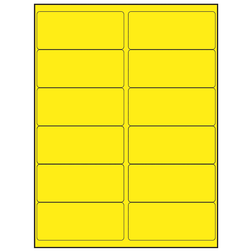 4" x 1.75" Fluorescent Yellow Rectangular Sheet Labels