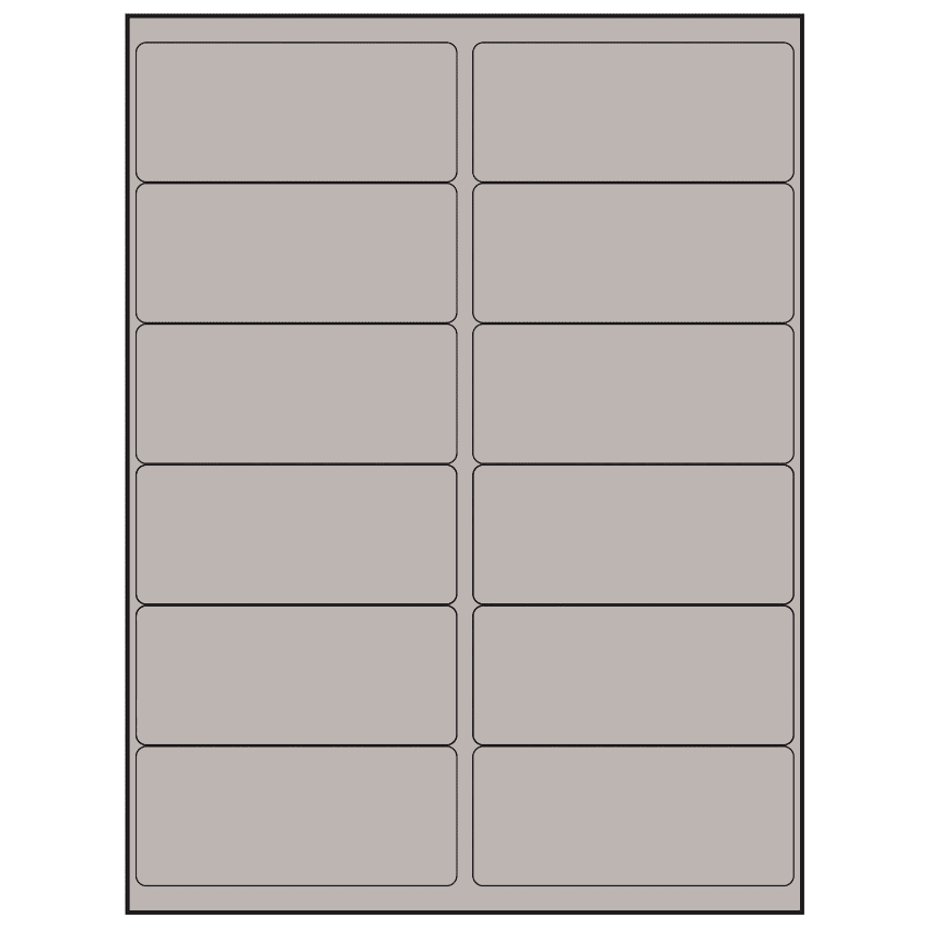 4" x 1.75" Gray Rectangular Sheet Labels
