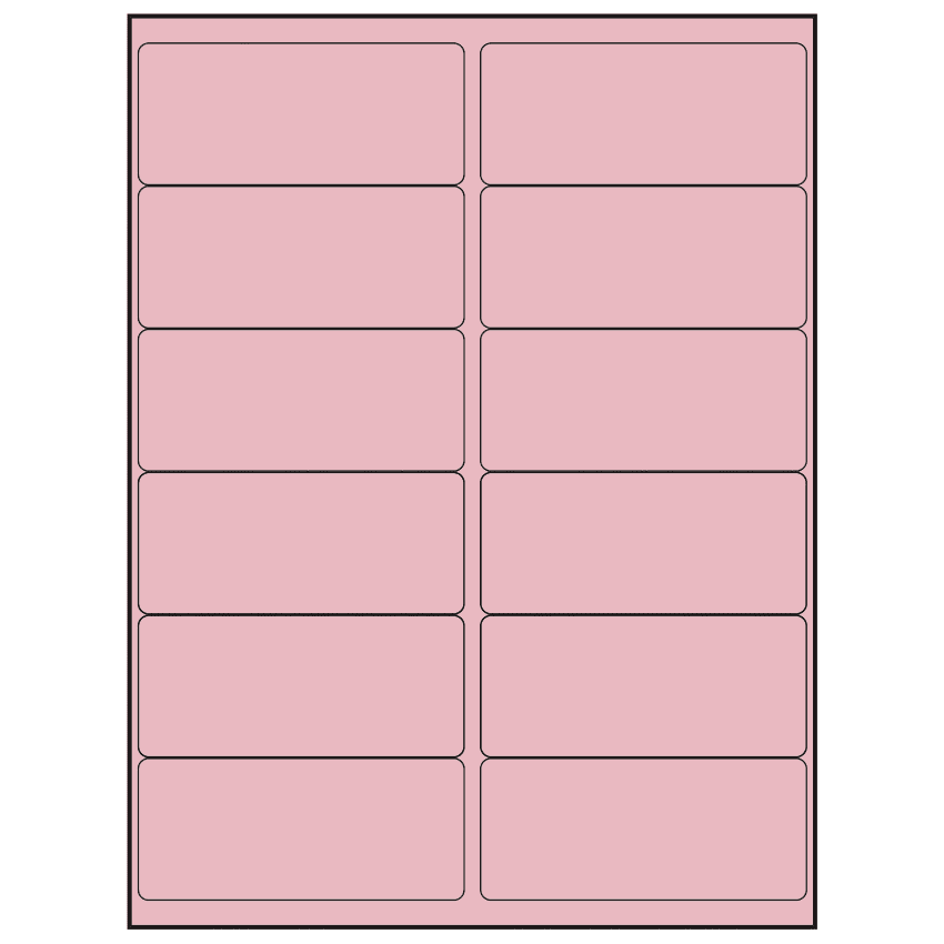 4" x 1.75" Pastel Pink Rectangular Sheet Labels
