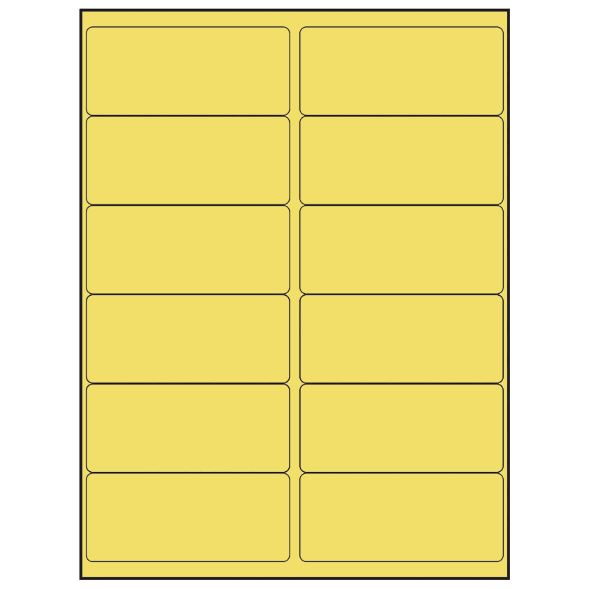 4" x 1.75" Pastel Yellow Rectangular Sheet Labels