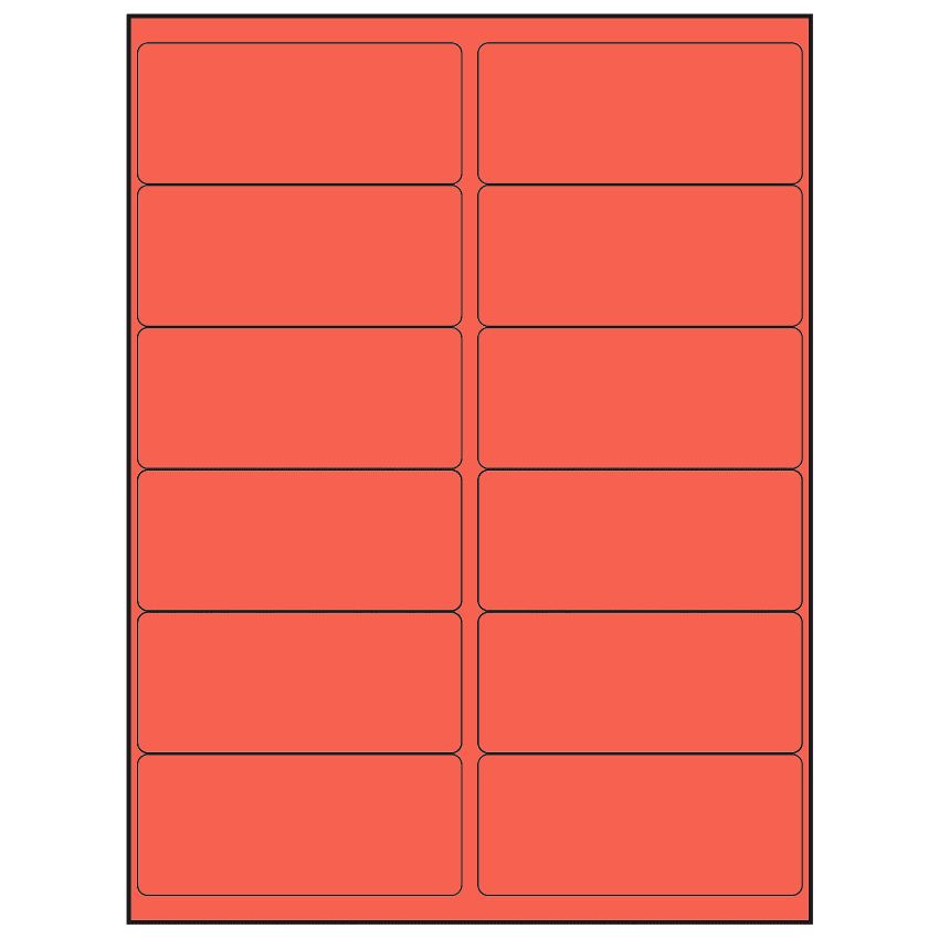 4" x 1.75" Red Rectangular Sheet Labels