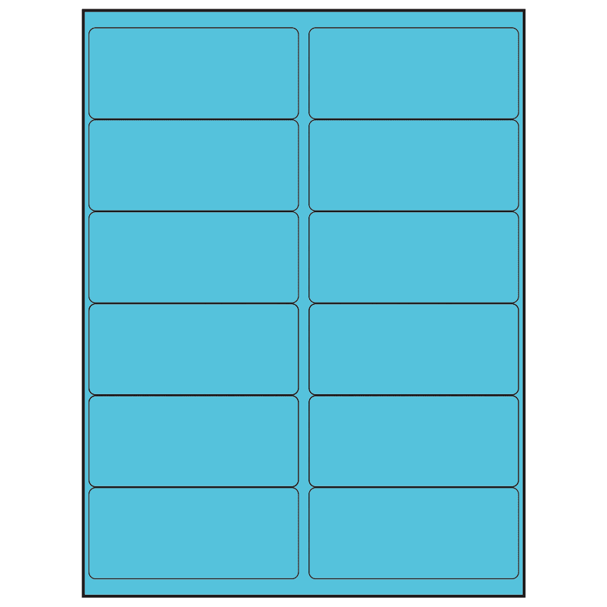 4" x 1.75" Turquoise Rectangular Sheet Labels