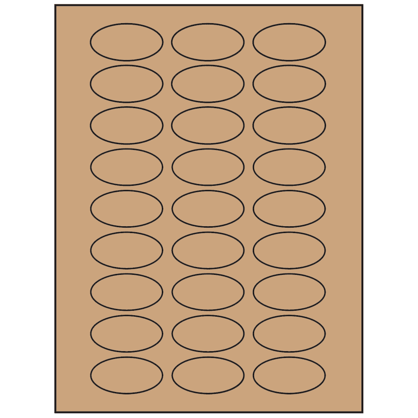 2" x 1" Brown Kraft Oval Sheet Labels