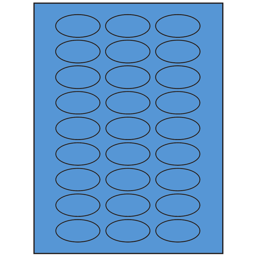 2" x 1" Fluorescent Blue Oval Sheet Labels