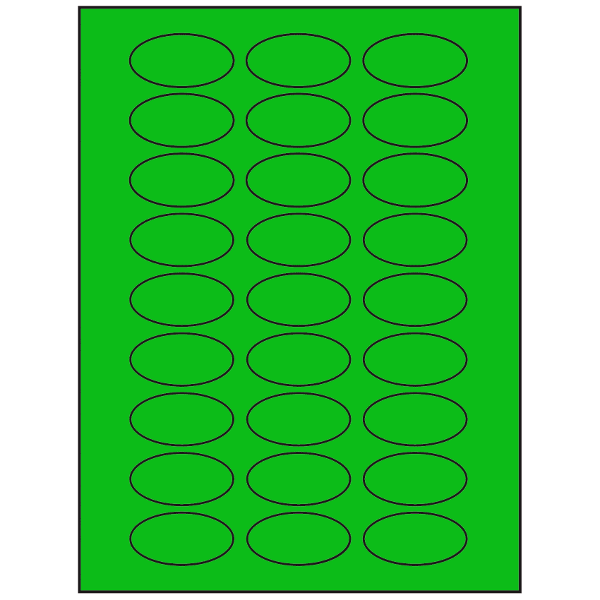2" x 1" Fluorescent Green Oval Sheet Labels