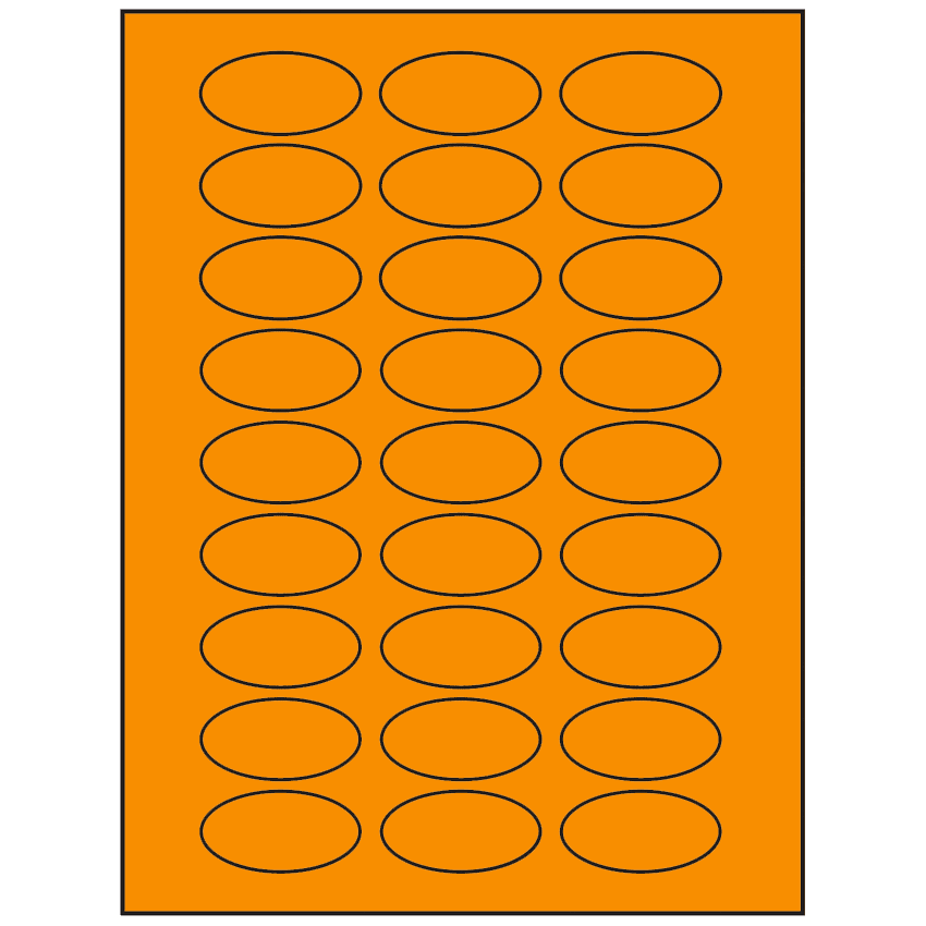 2" x 1" Fluorescent Orange Oval Sheet Labels