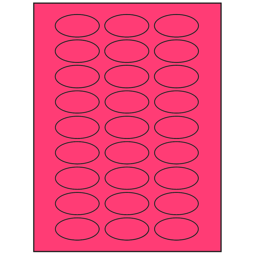 2" x 1" Fluorescent Pink Oval Sheet Labels