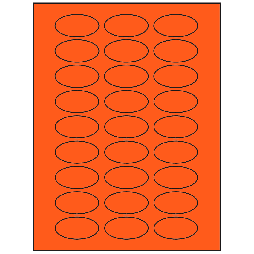 2" x 1" Fluorescent Red Oval Sheet Labels