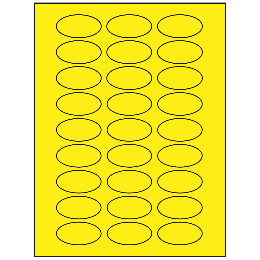 2" x 1" Fluorescent Yellow Oval Sheet Labels