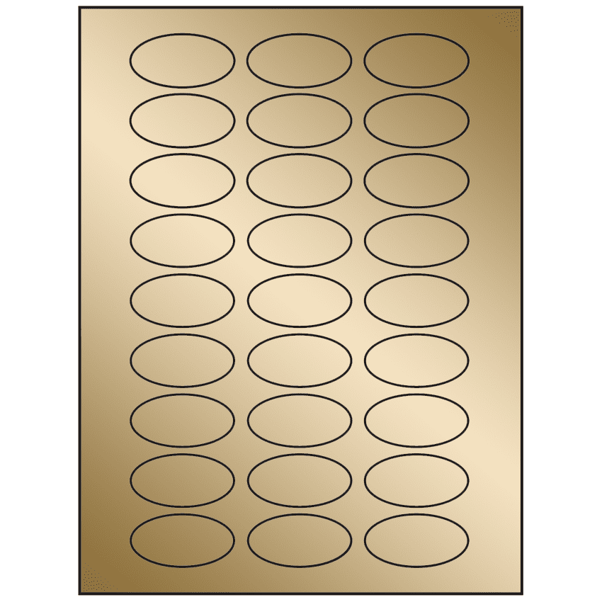 2" x 1" Gold Foil Oval Sheet Labels