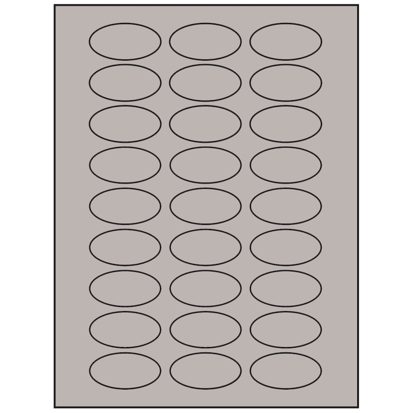 2" x 1" Gray Oval Sheet Labels