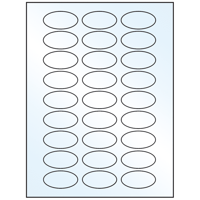 2" x 1" White Mid Gloss Oval Sheet Labels