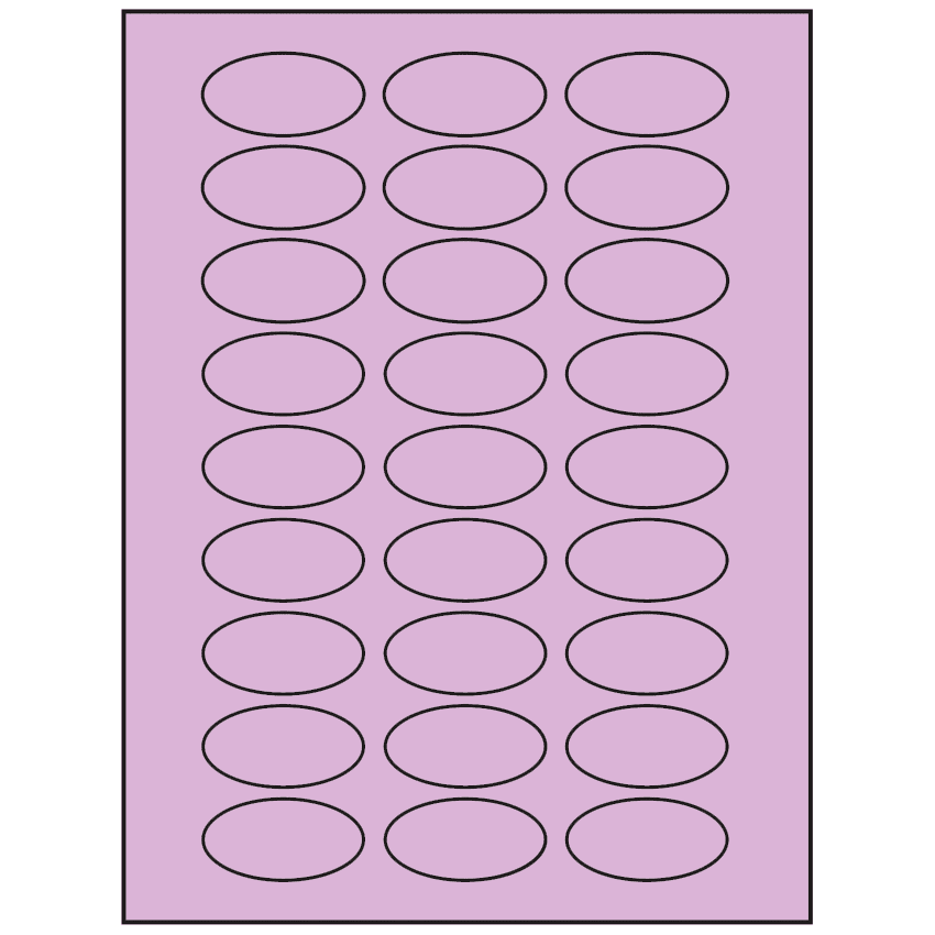 2" x 1" Pastel Purple Oval Sheet Labels