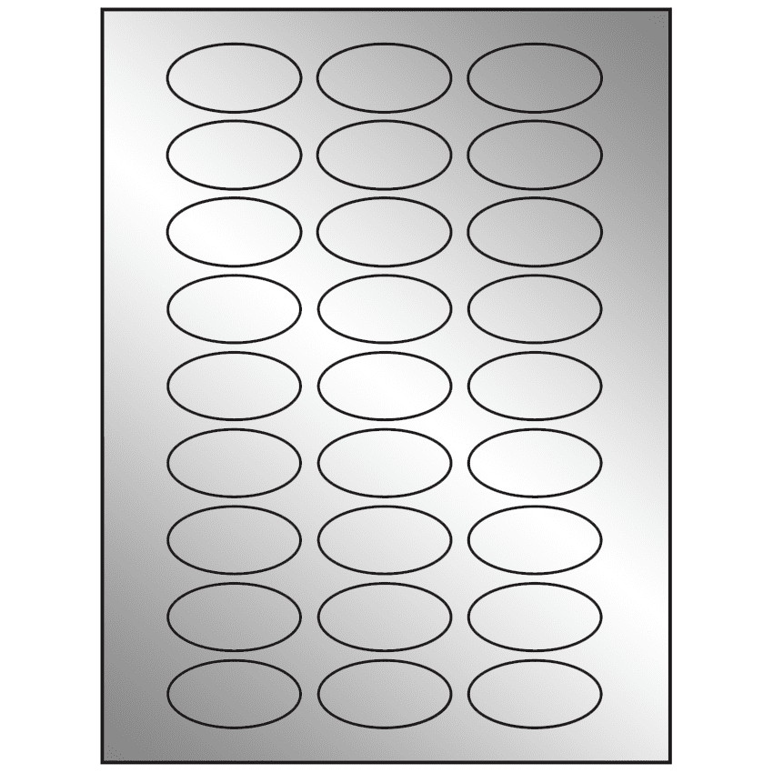 2" x 1" Silver Foil Oval Sheet Labels