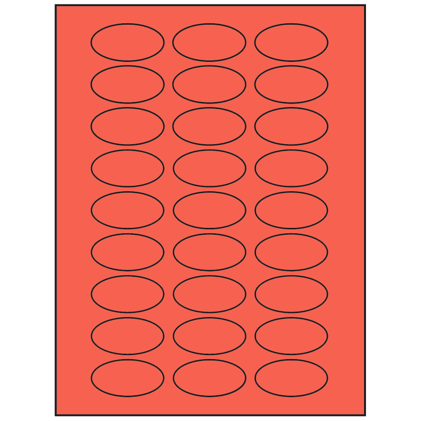 2" x 1" Red Oval Sheet Labels