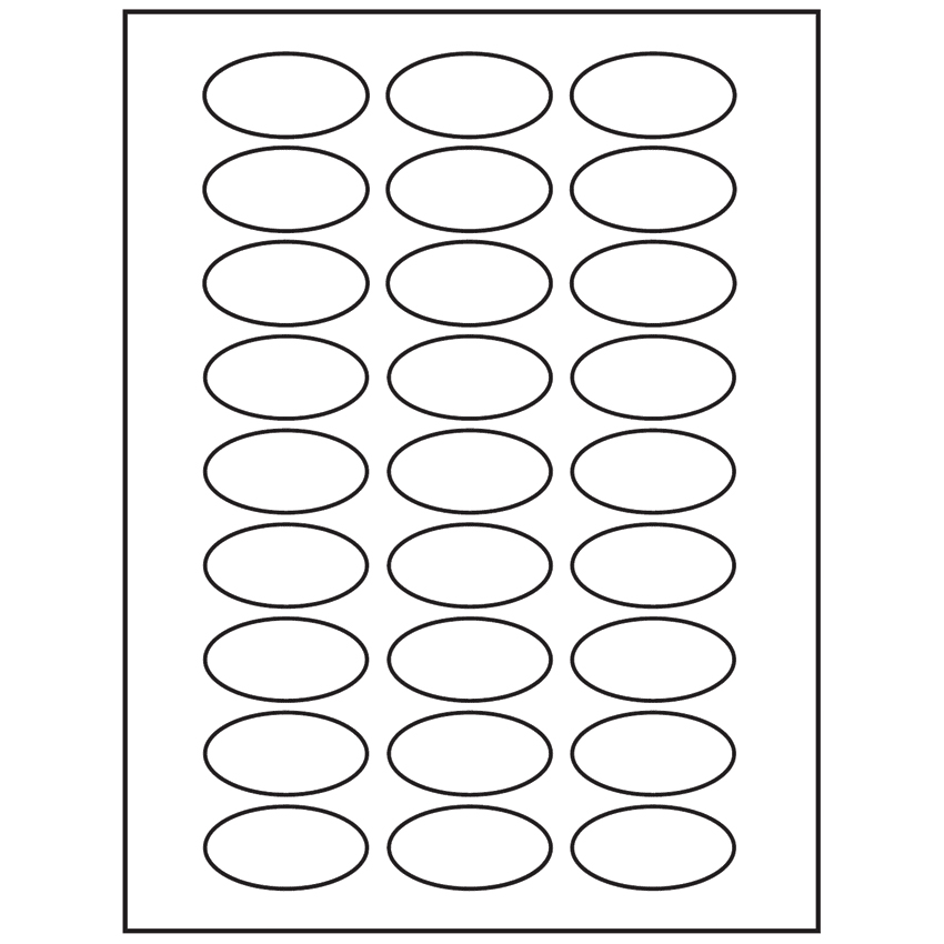2" x 1" White Polyester Oval Sheet Labels