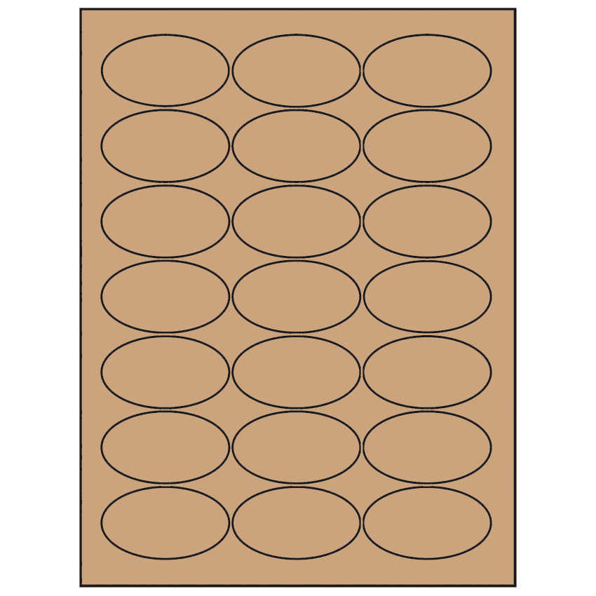 2.5" x 1.375" Brown Kraft Oval Sheet Labels