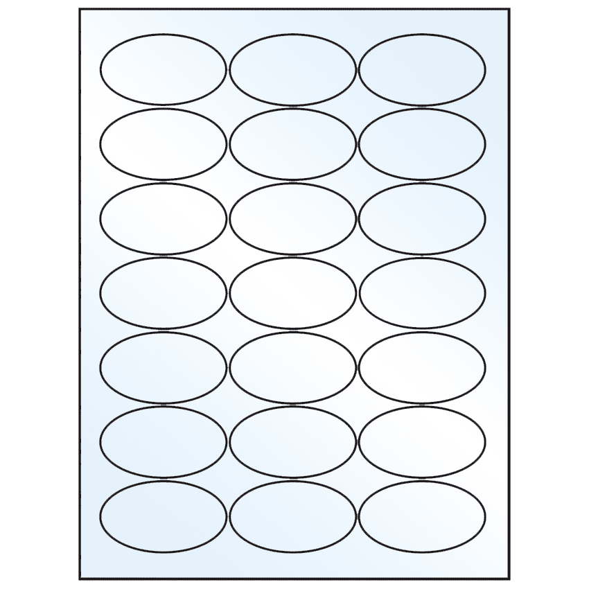 2.5" x 1.375" Crystal Clear Oval Sheet Labels