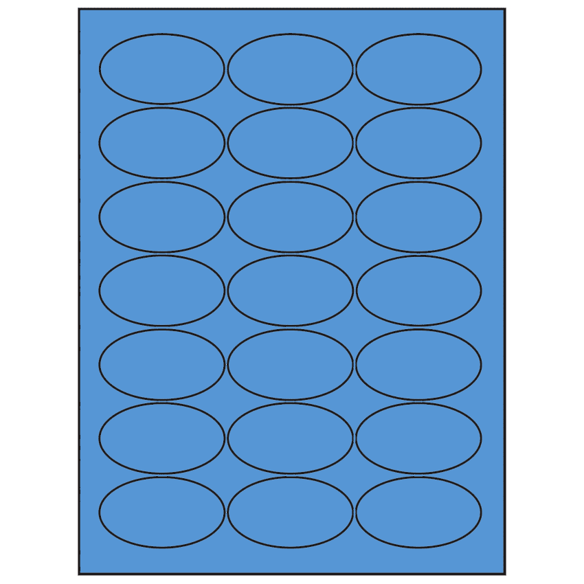 2.5" x 1.375" Fluorescent Blue Oval Sheet Labels