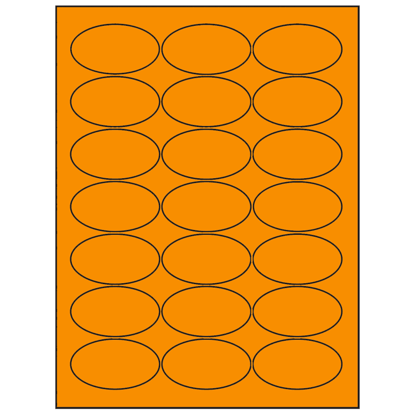 2.5" x 1.375" Fluorescent Orange Oval Sheet Labels