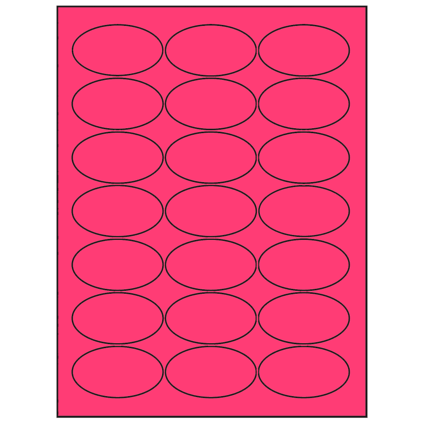 2.5" x 1.375" Fluorescent Pink Oval Sheet Labels