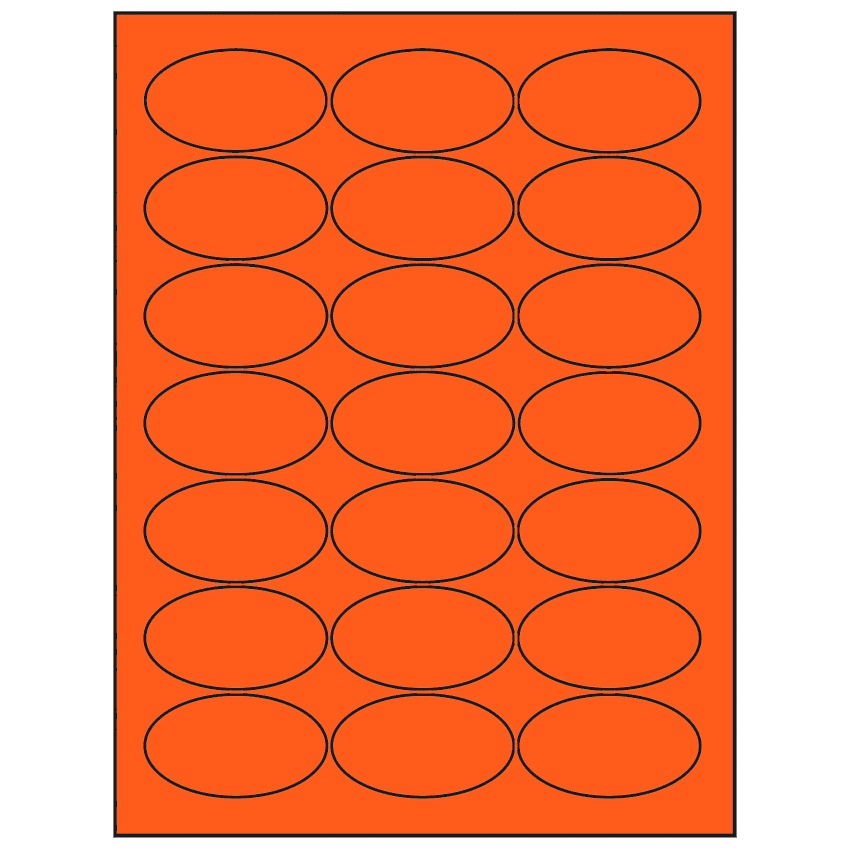 2.5" x 1.375" Fluorescent Red Oval Sheet Labels