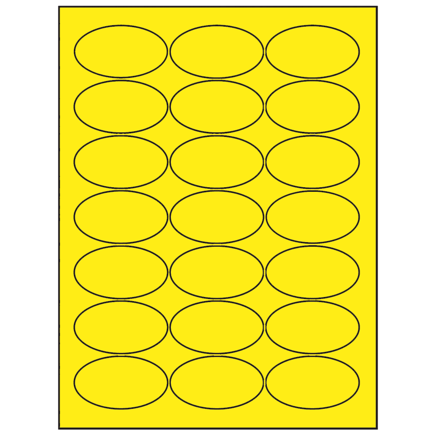 2.5" x 1.375" Fluorescent Yellow Oval Sheet Labels