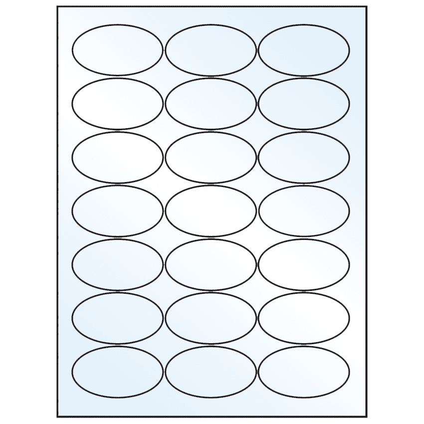 2.5" x 1.375" White Mid Gloss Oval Sheet Labels