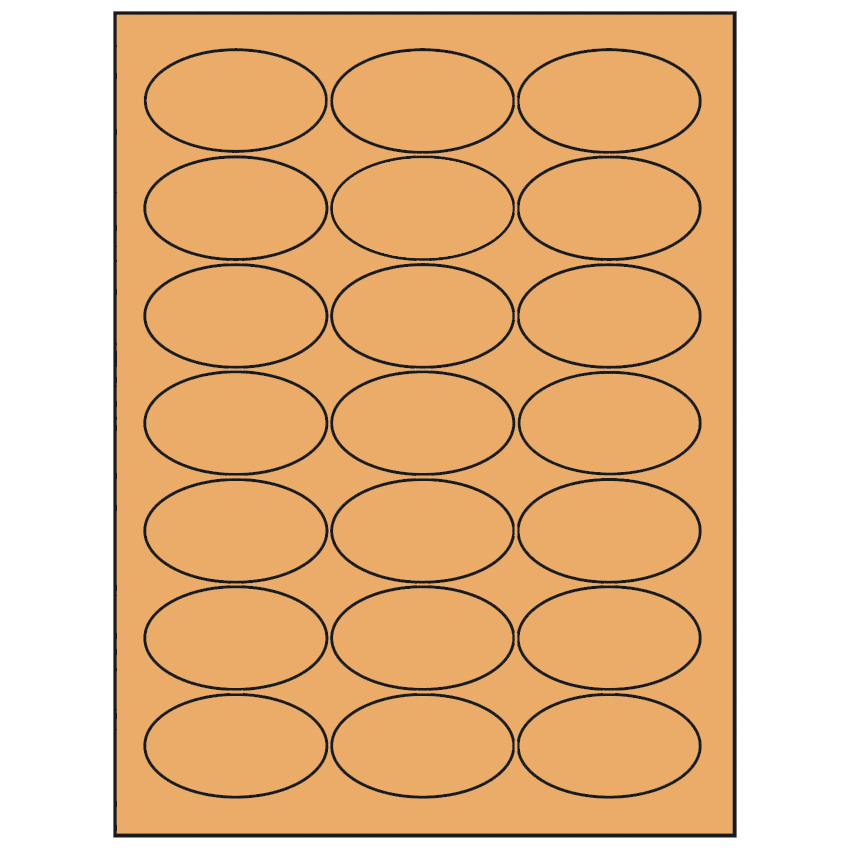 2.5" x 1.375" Pastel Orange Oval Sheet Labels