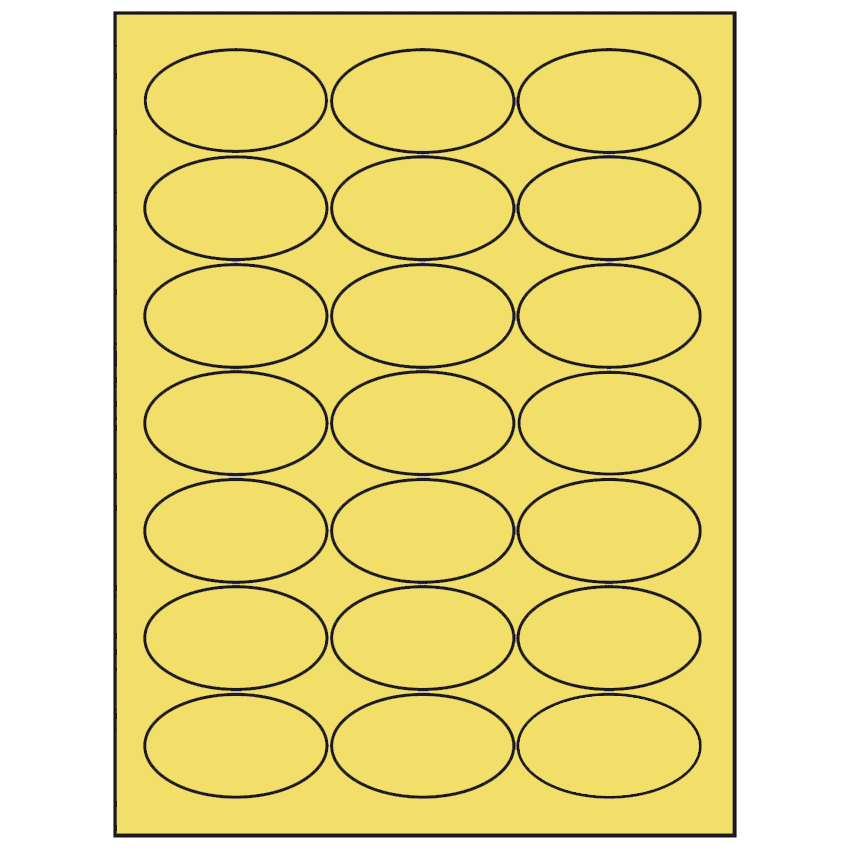 2.5" x 1.375" Pastel Yellow Oval Sheet Labels