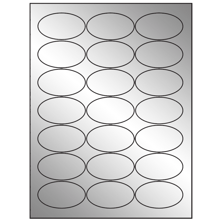 2.5" x 1.375" Silver Foil Oval Sheet Labels