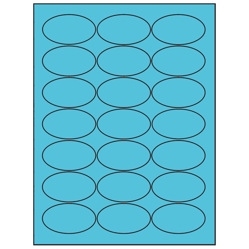 2.5" x 1.375" Turquoise Oval Sheet Labels