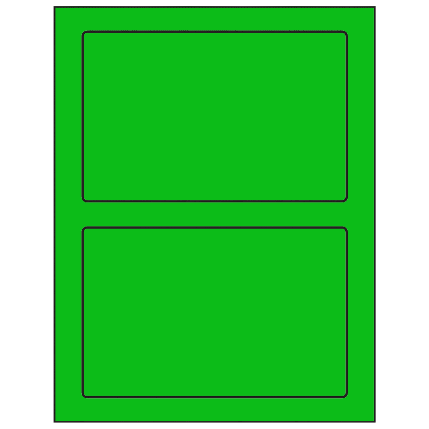 7" x 4.5" Fluorescent Green Rectangular Sheet Labels