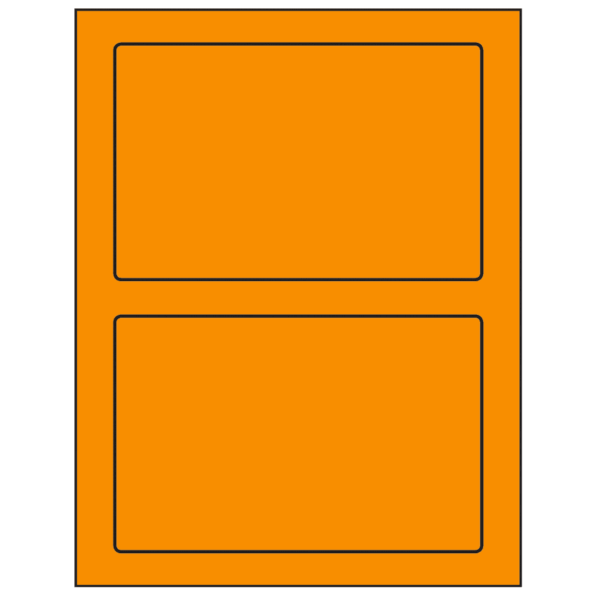 7" x 4.5" Fluorescent Orange Rectangular Sheet Labels