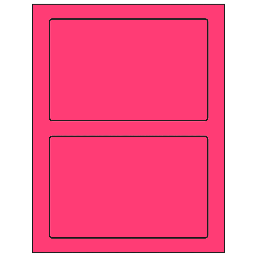 7" x 4.5" Fluorescent Pink Rectangular Sheet Labels