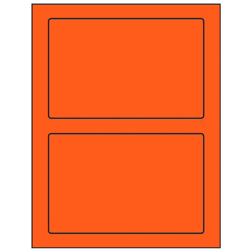 7" x 4.5" Fluorescent Red Rectangular Sheet Labels