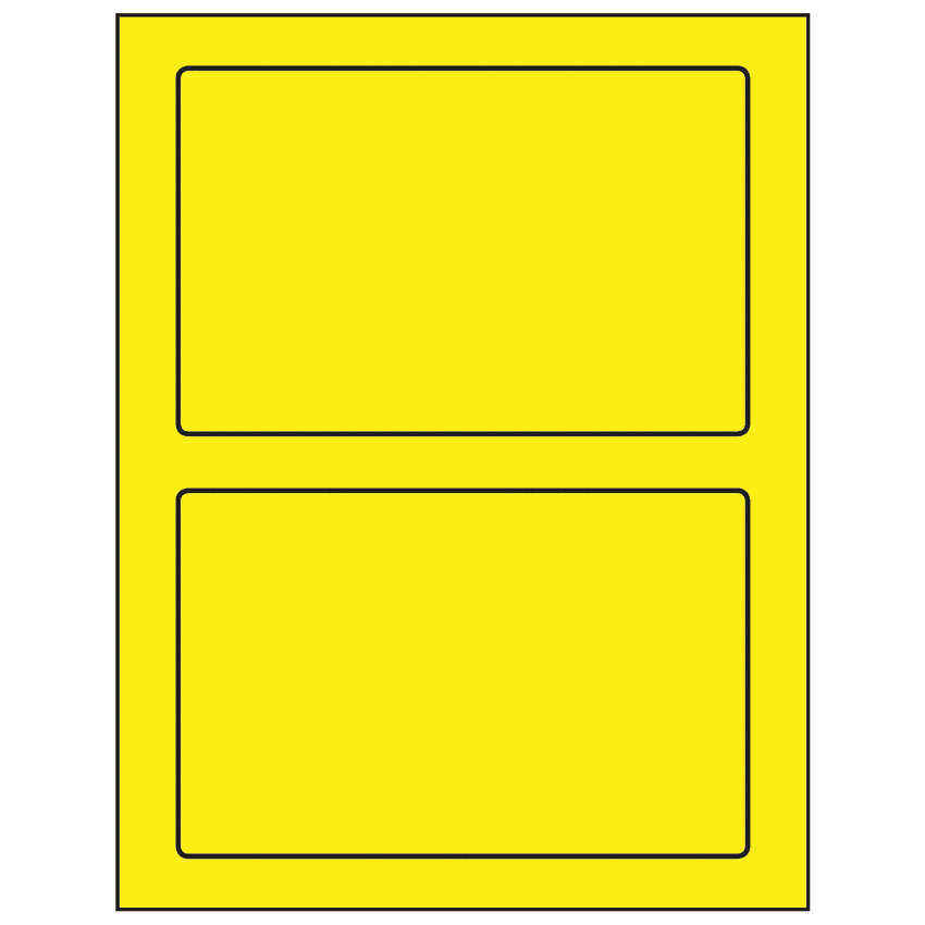 7" x 4.5" Fluorescent Yellow Rectangular Sheet Labels