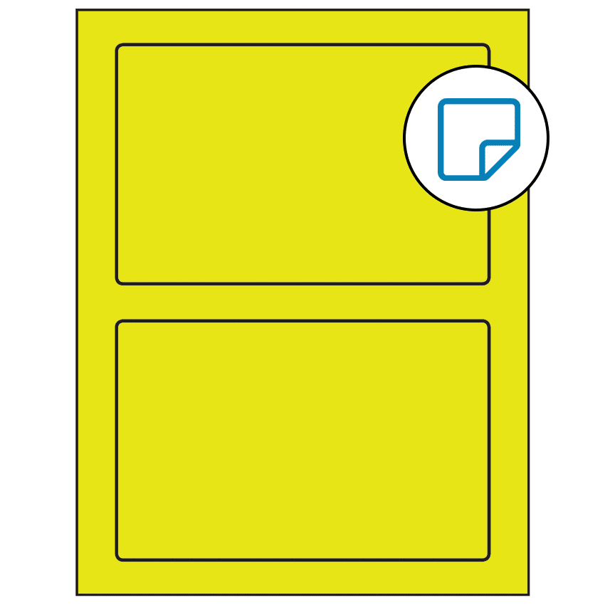 7" x 4.5" Fluorescent Yellow Rectangular Sheet Labels - Removable Adhesive