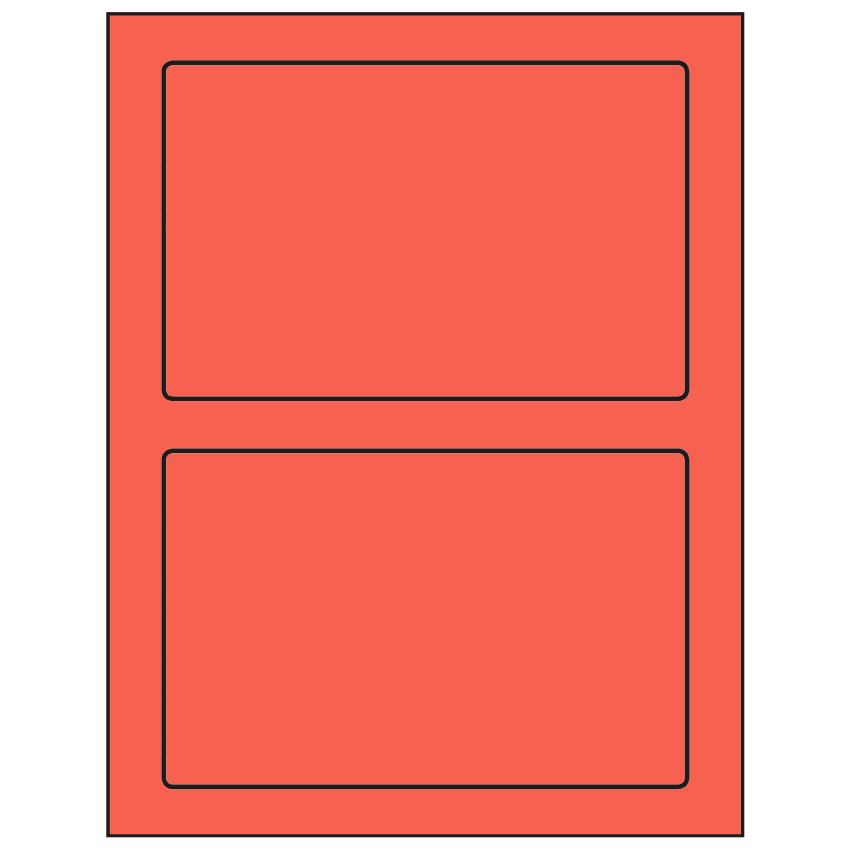 7" x 4.5" Red Rectangular Sheet Labels