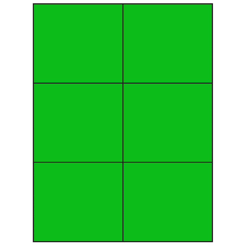 4.25" x 3.66" Fluorescent Green Rectangular Sheet Labels