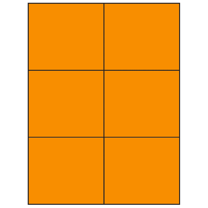 4.25" x 3.66" Fluorescent Orange Rectangular Sheet Labels