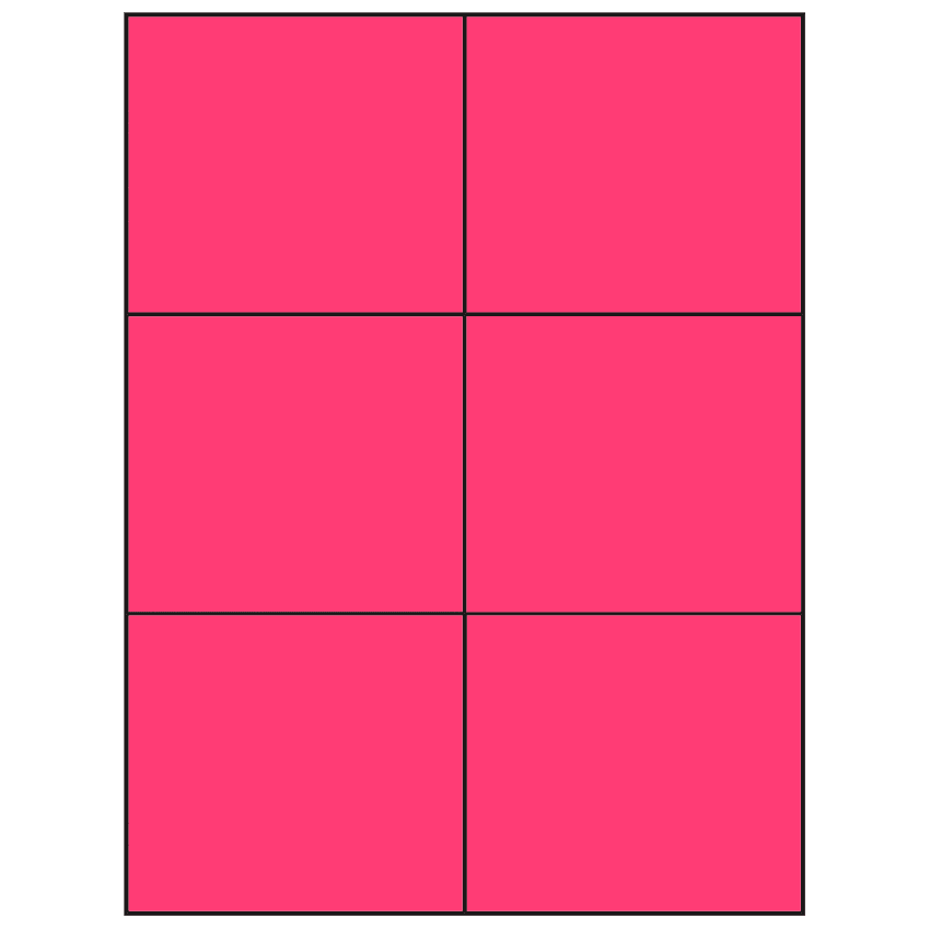4.25" x 3.66" Fluorescent Pink Rectangular Sheet Labels